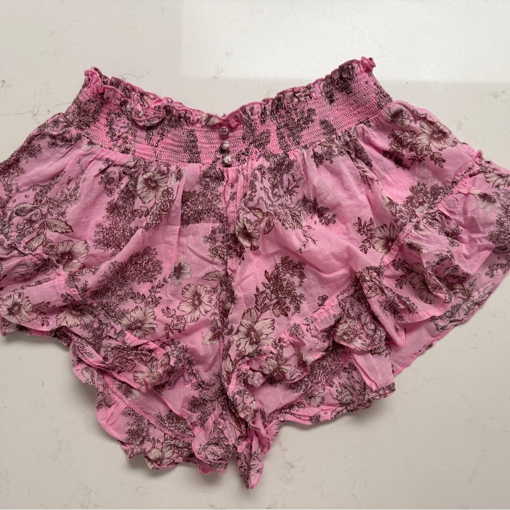 Free People Pink Patterned Shorts